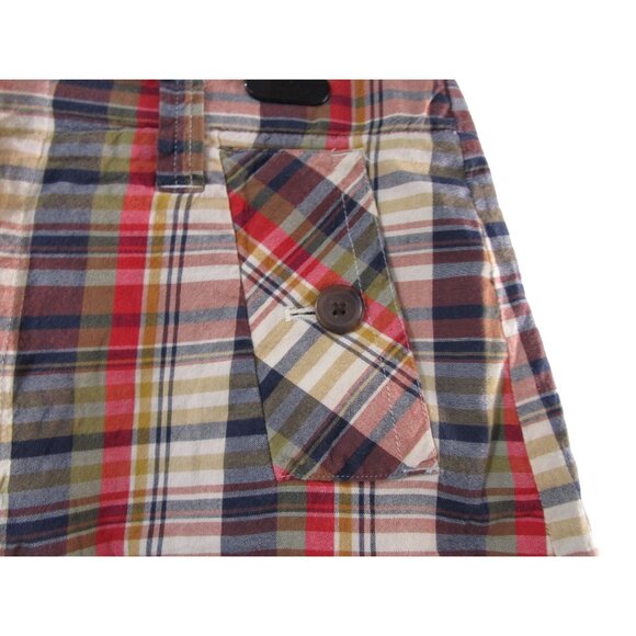 J Crew Womens Madras Plaid Cotton Button Front Mini Skirt Sz 4 India EUC - Picture 5 of 11